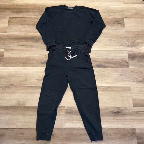 Everlane Tops - Everlane Women’s Small 100% Cotton Sweatshirt Sweatpants Set Cornflower Black